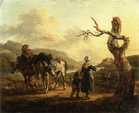 auguste-xavier-leprince-a-traveller-on-horseback-conversing-with-a-mother-and-child-on-a-path