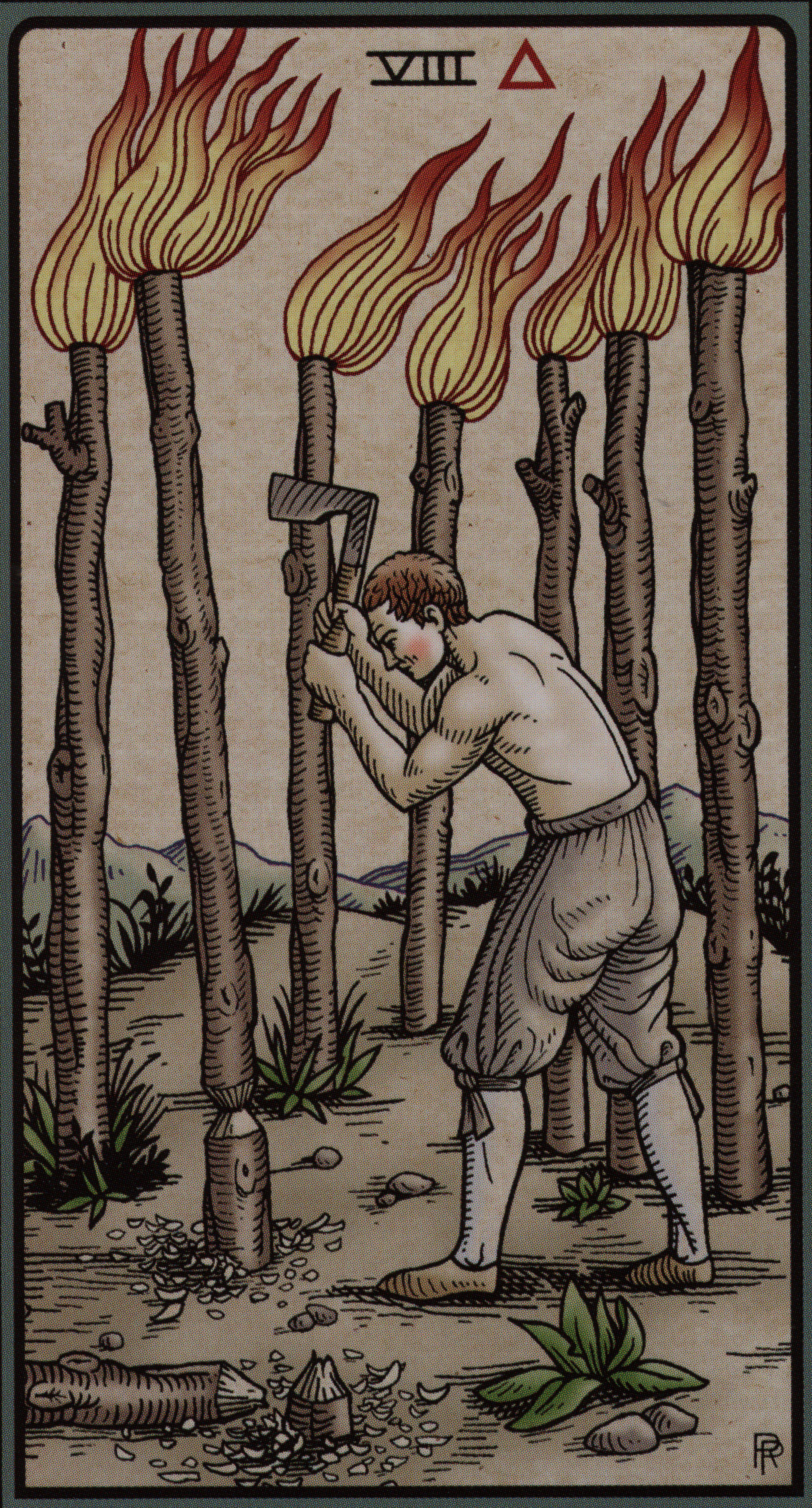 Alchemical Tarot: The Eight of Staffs