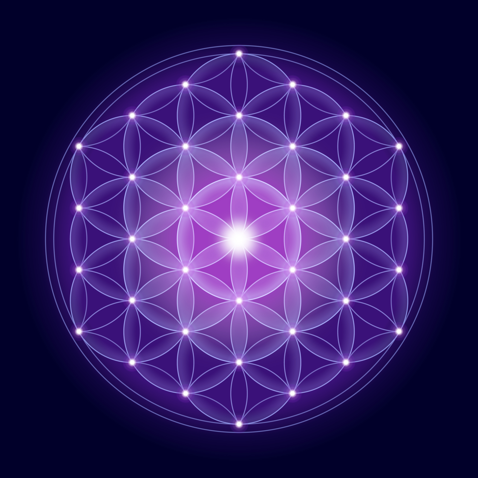 Bright Flower of Life With Stars